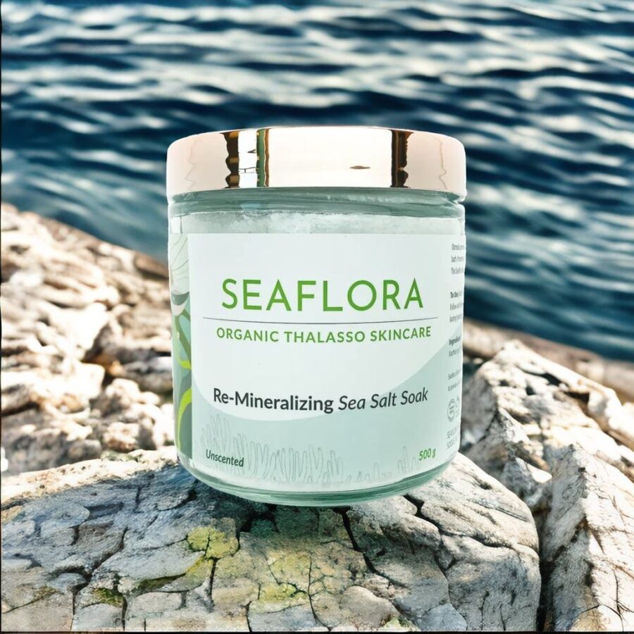 Unscented Sea Salt Bath soak, perfect for sensitive skin and noses.