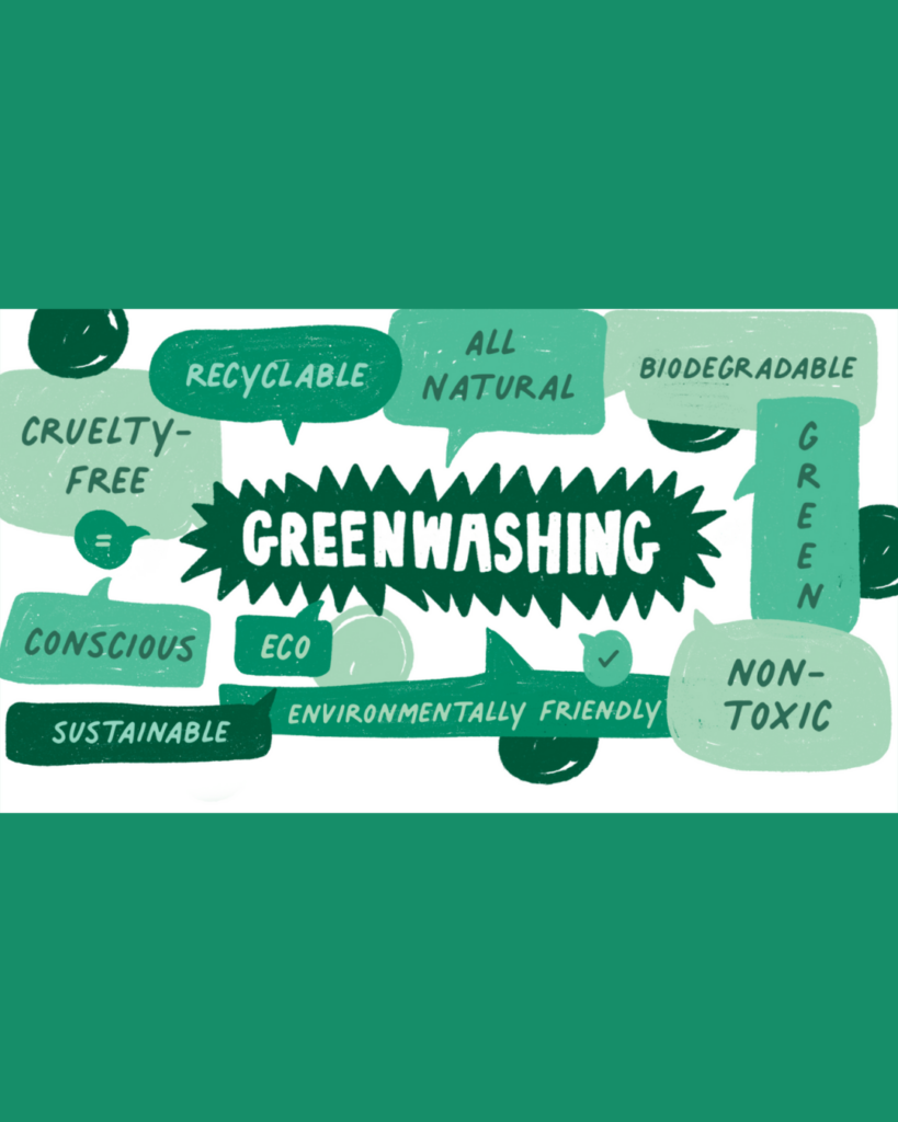 An infographic explaining the term 'Greenwashing' which some skincare brands do.