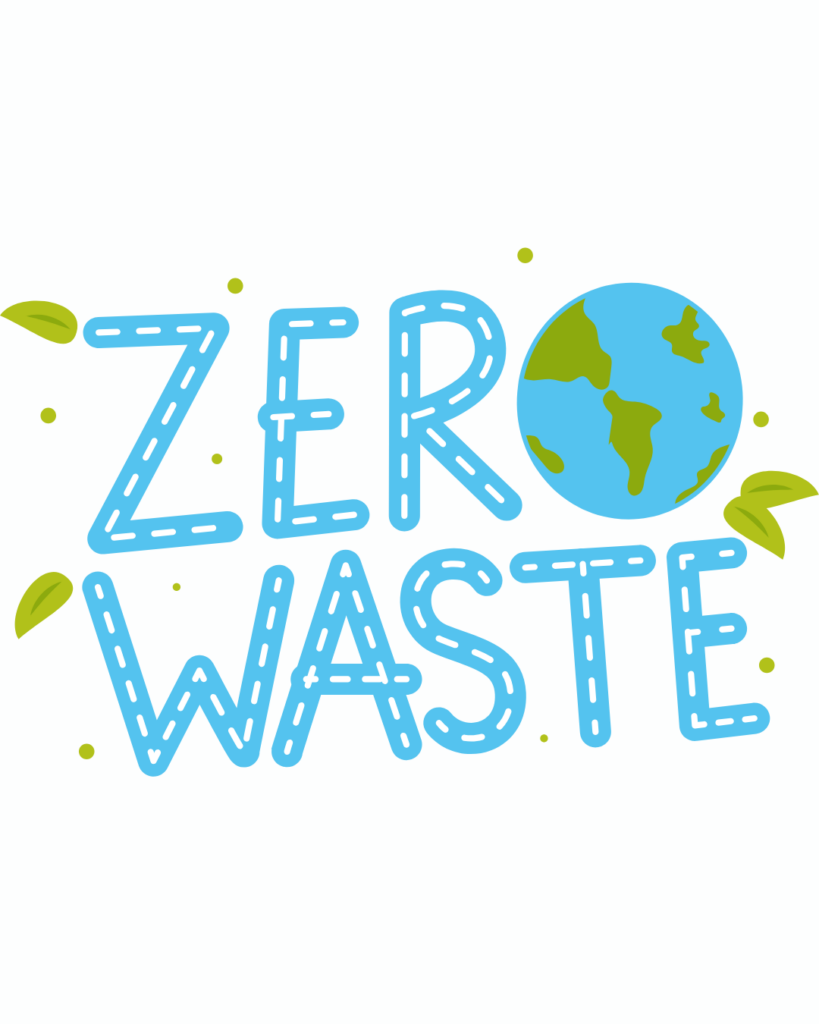 A graphic showing the text 'zero waste' but the o has been replaced with the earth.