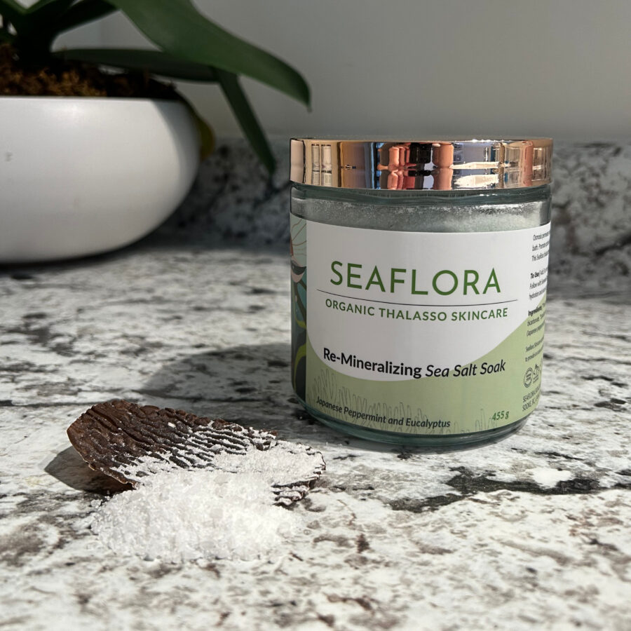 Remineralizing Sea Salt Soak, scented with Japanese peppermint & eucalyptus