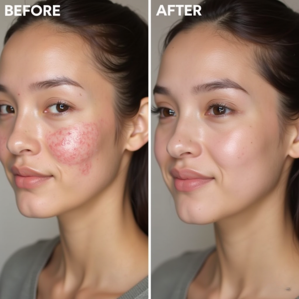 before and after of using the product