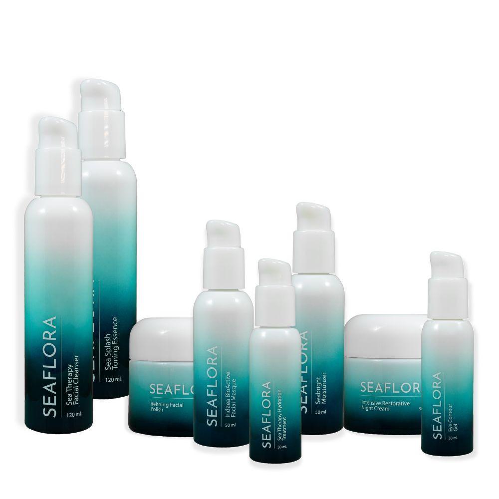 Seaflora Anti-Aging Facial Routine with eight full-size facial skincare products