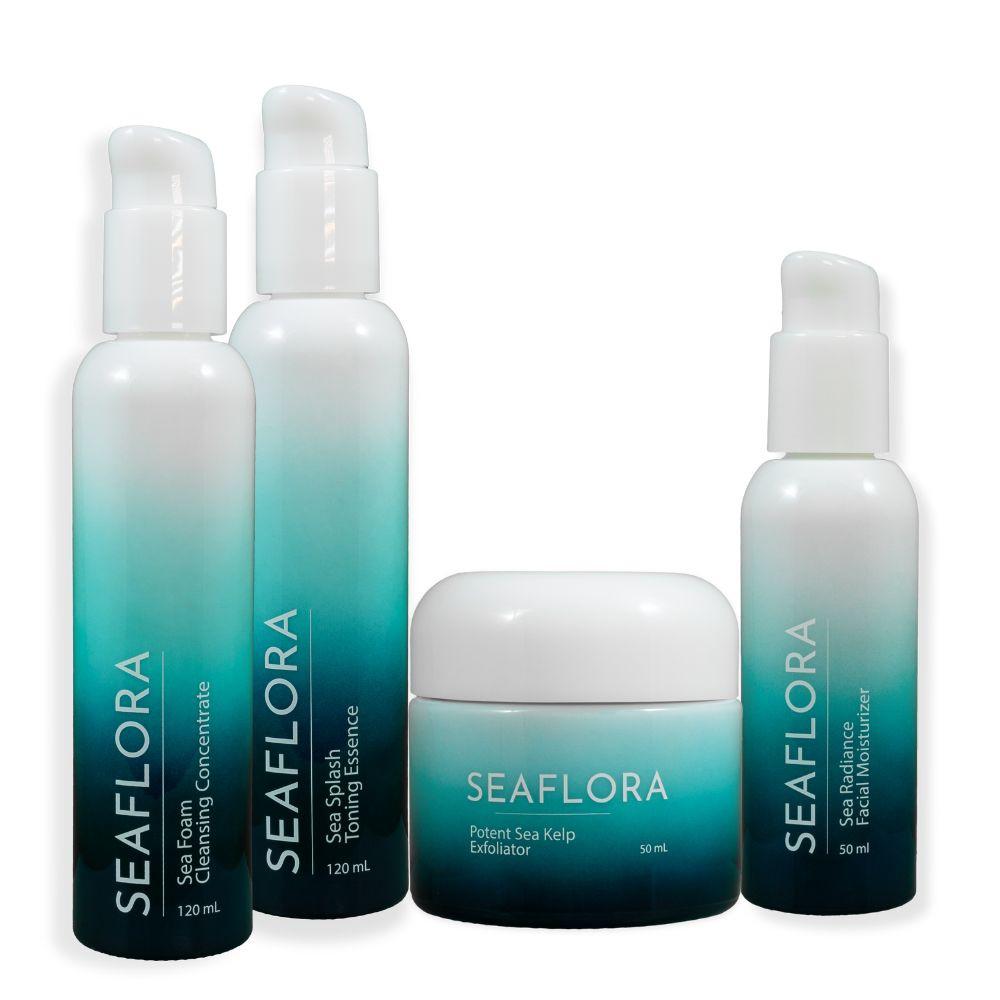 Seaflora Clear & Confident Facial Routine with four full-size skincare products